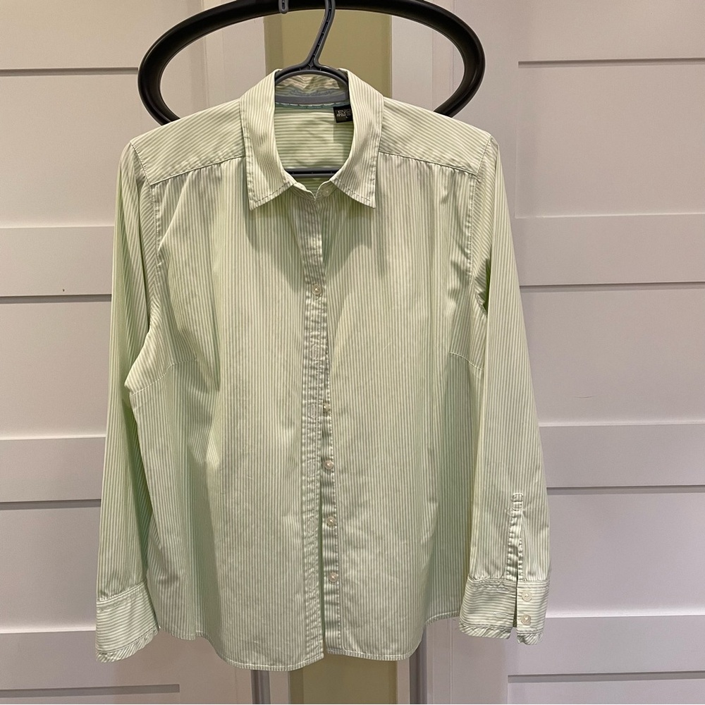 Ladies Green Striped Shirt by Eddie Bauer